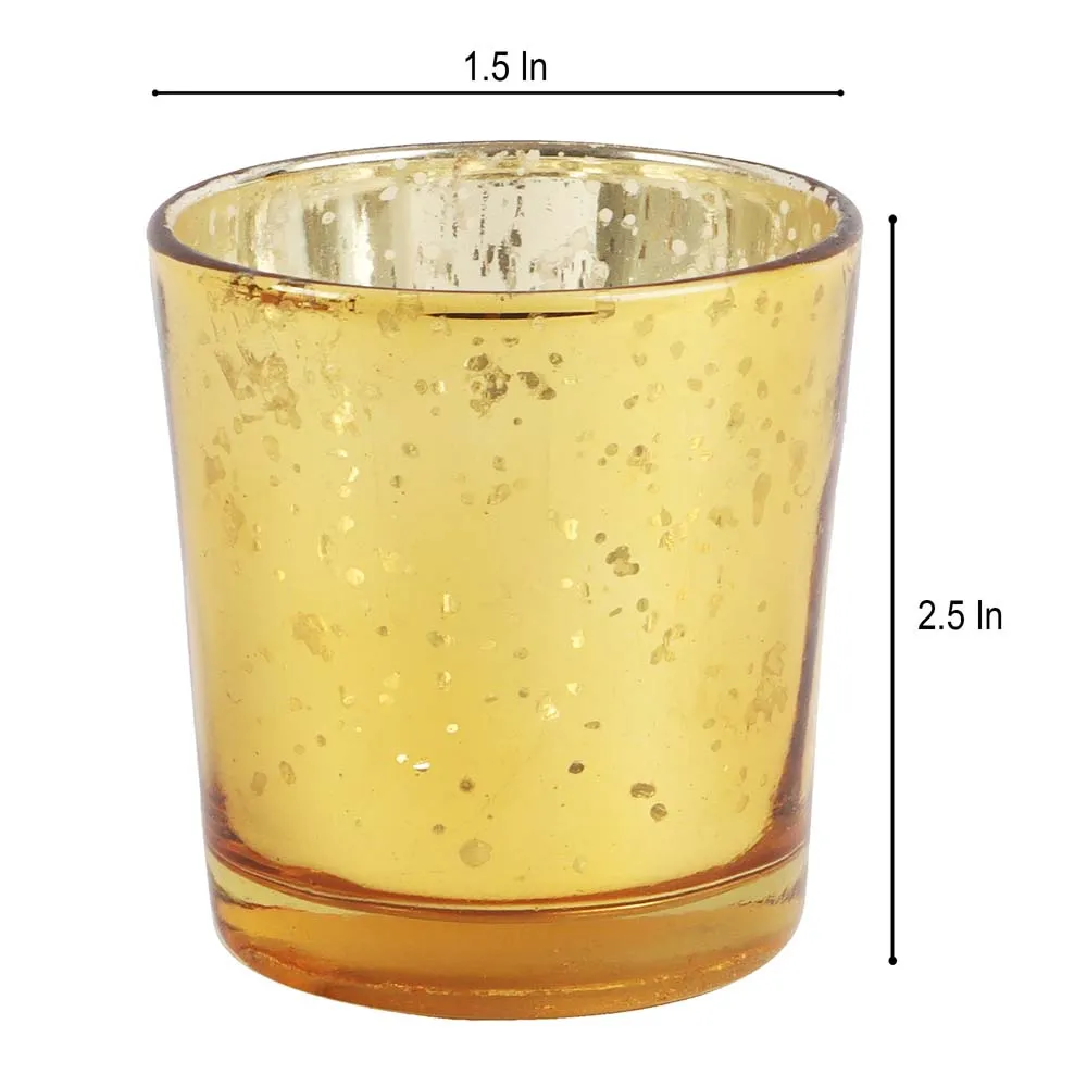 Crafted Golden Glass Tea Light Candle Holders Set Of 4