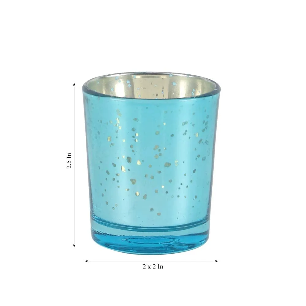 Crafted Green Glass Tea Light Candle Holders Set Of 4