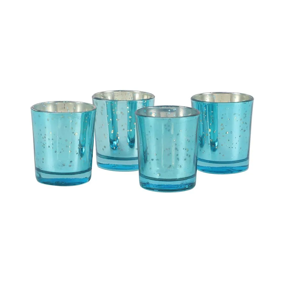 Crafted Green Glass Tea Light Candle Holders Set Of 4