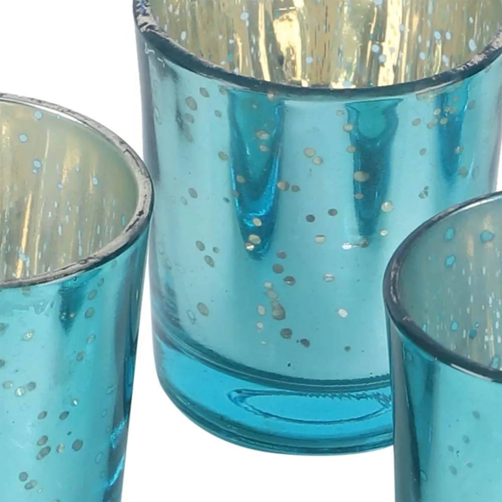 Crafted Green Glass Tea Light Candle Holders Set Of 4