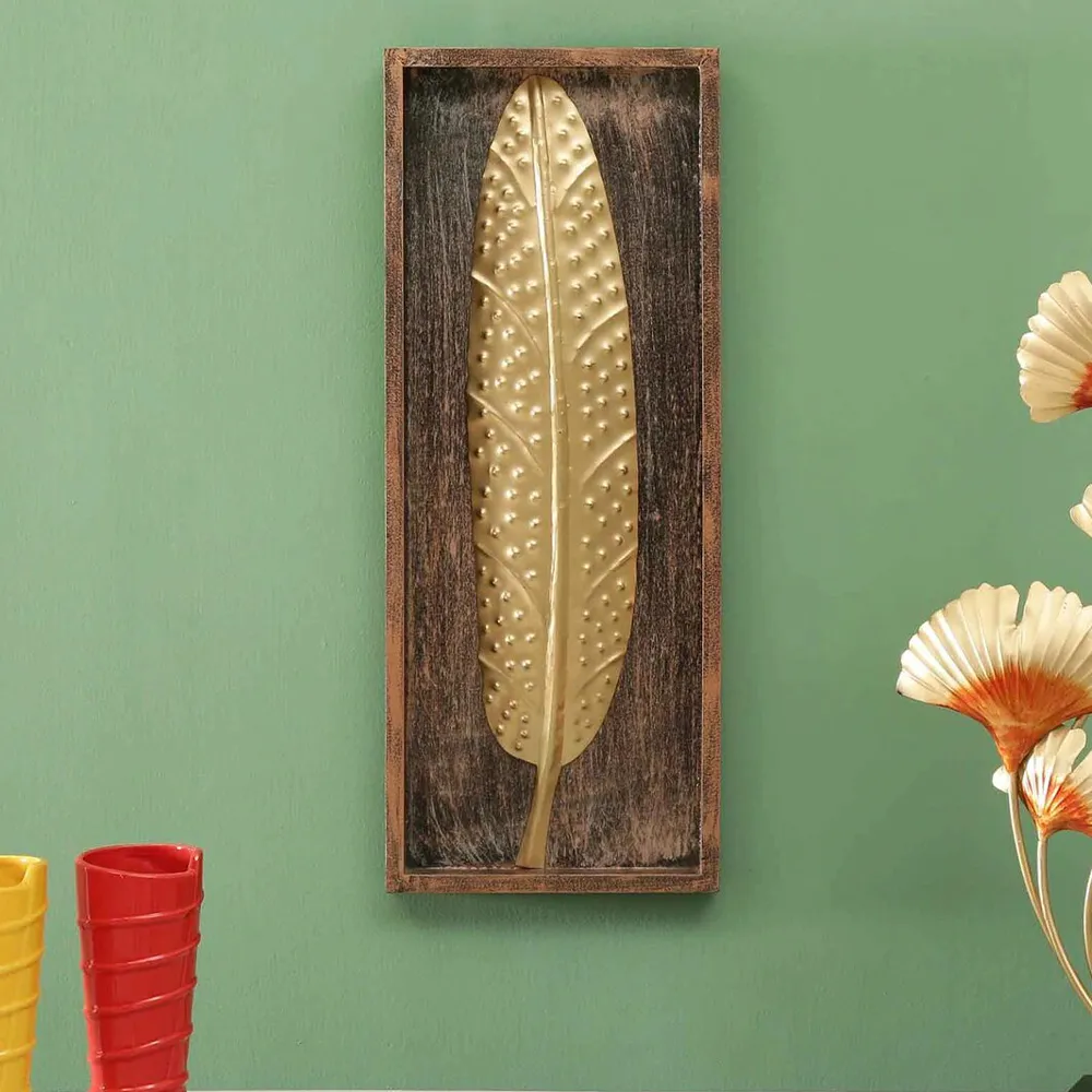 Crafted Hale Leaf On Mdf Metal Wall Art