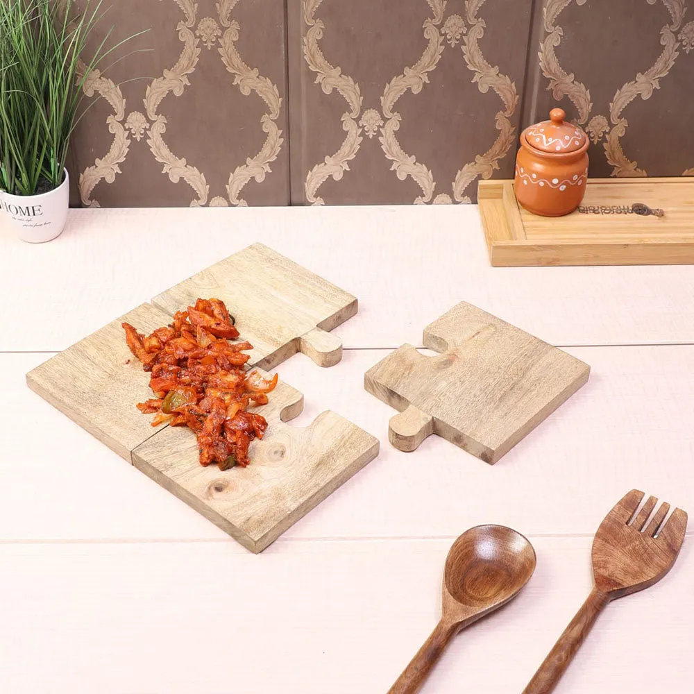 Crafted Mangowood Puzzle Snacks Platter