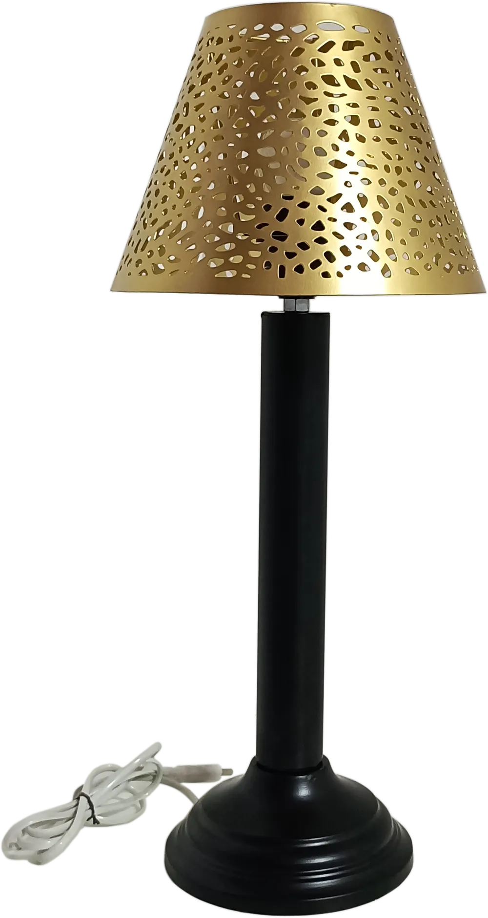 Crafted Shiny Golden Medium Table Lamp With Black Body