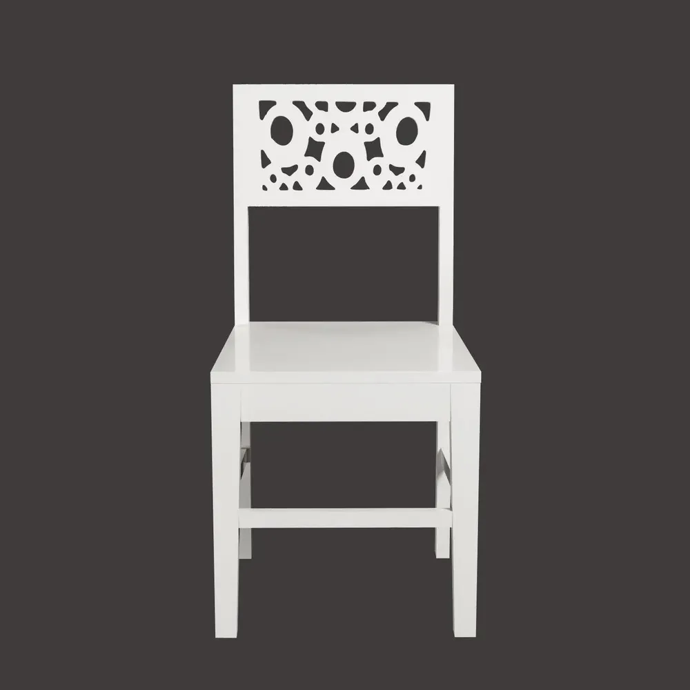 Crafted White European Style Mangowood Dining Table 4 Seater With Single Settee (Seating Bench)