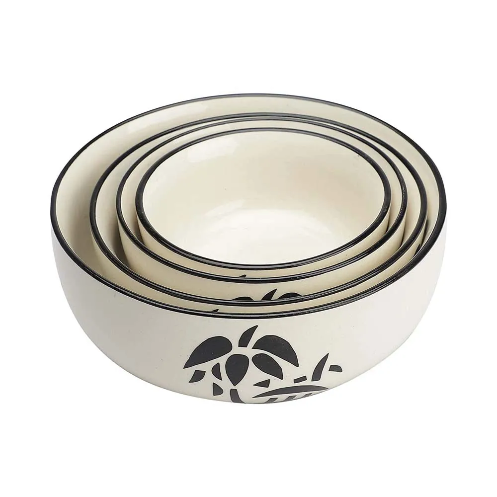 Cream & Black Designer Bowls Set Of 4