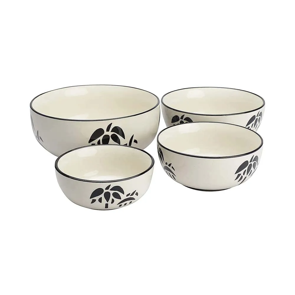 Cream & Black Designer Bowls Set Of 4