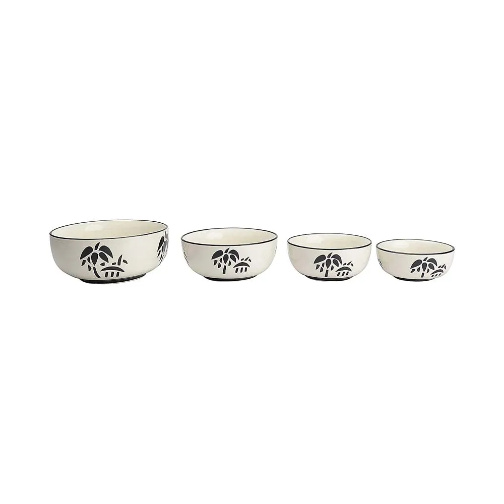 Cream & Black Designer Bowls Set Of 4