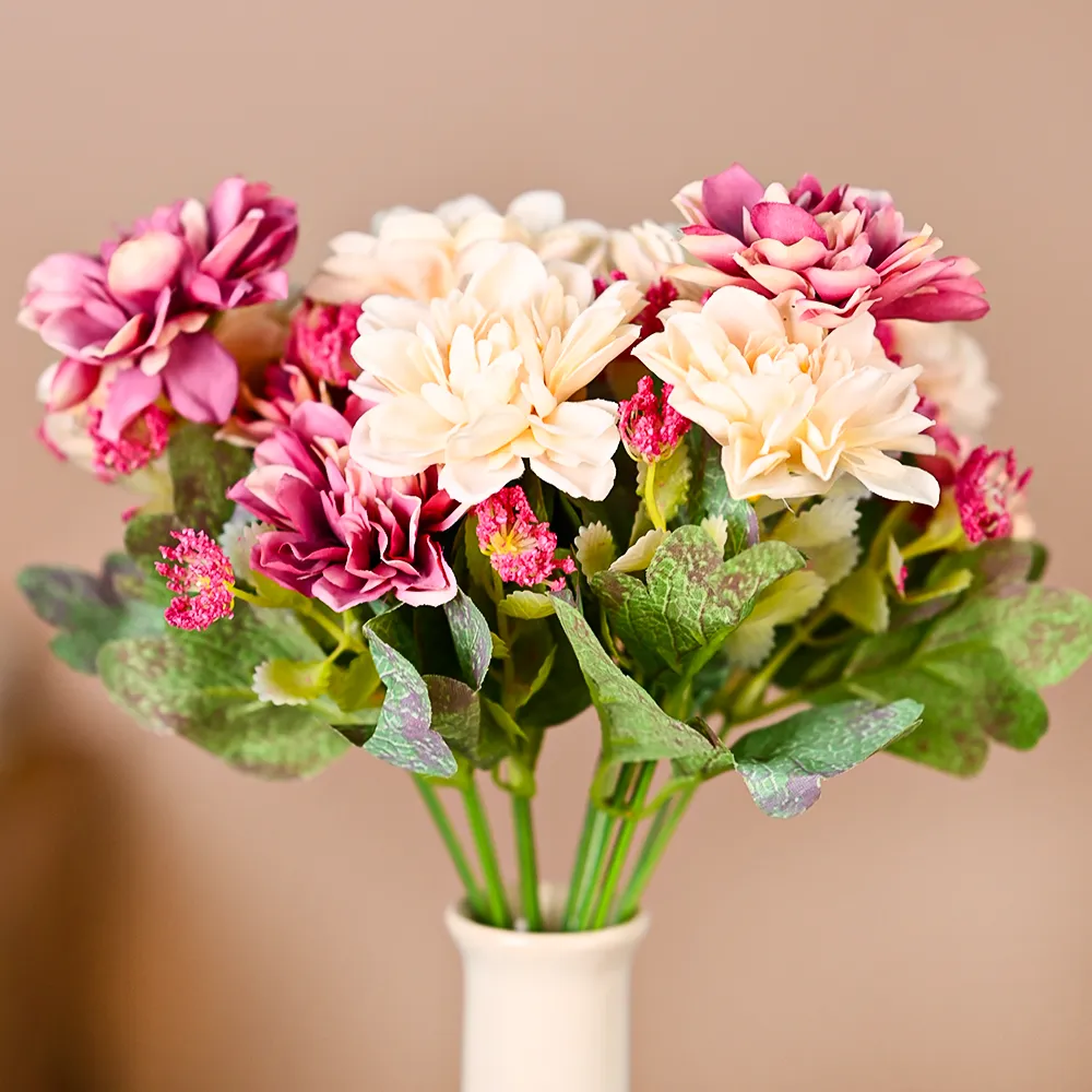 Cream & Dark Pink Artificial Jasmine Flower Bunch Set Of 2