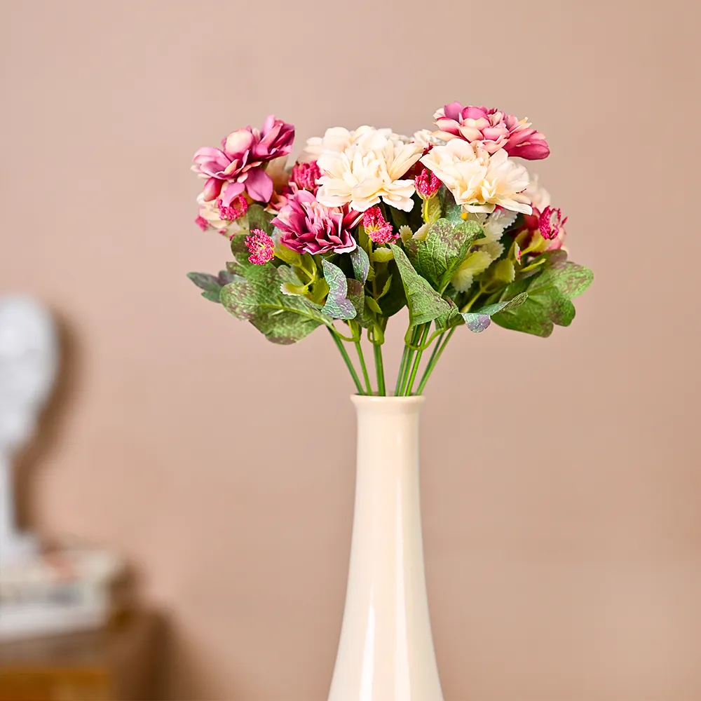 Cream & Dark Pink Artificial Jasmine Flower Bunch Set Of 2