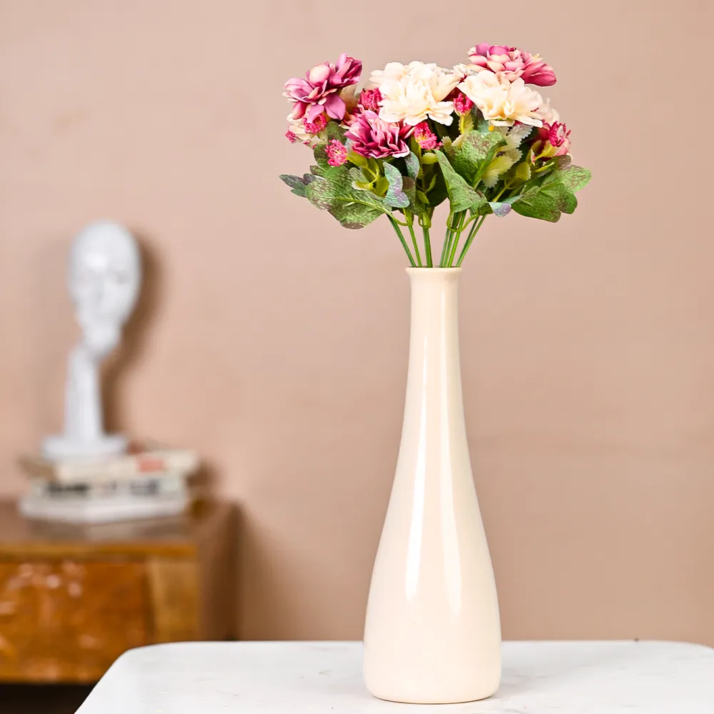 Cream & Dark Pink Artificial Jasmine Flower Bunch Set Of 2