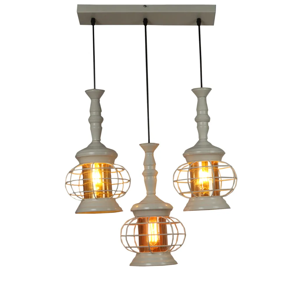 Cream Round Lantern Motif Metal Cluster Hanging Lights
