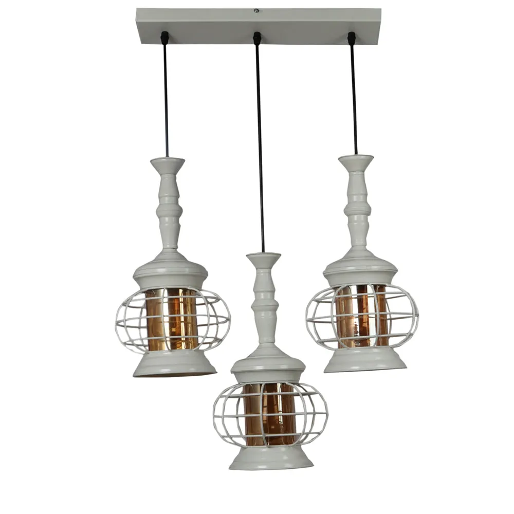 Cream Round Lantern Motif Metal Cluster Hanging Lights