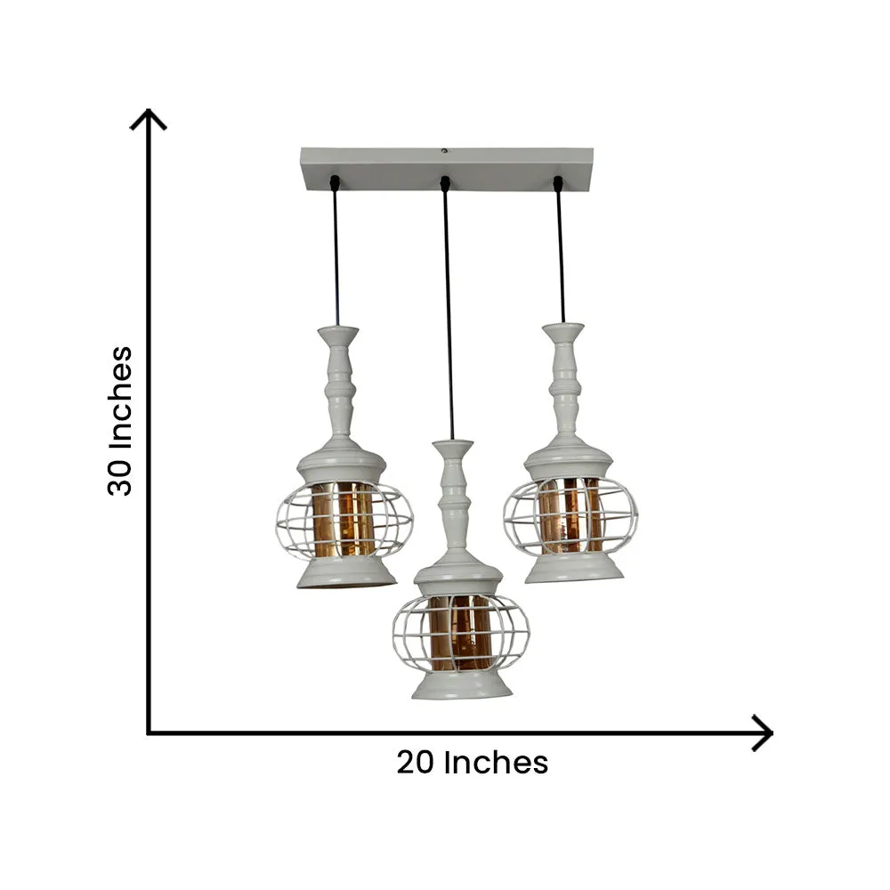 Cream Round Lantern Motif Metal Cluster Hanging Lights