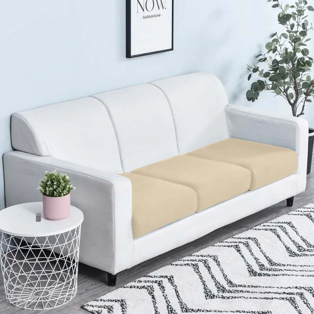Creamy Layer Beige Strechable Sofa Seat Cover Set of 2/4/6/8 Pack of 2