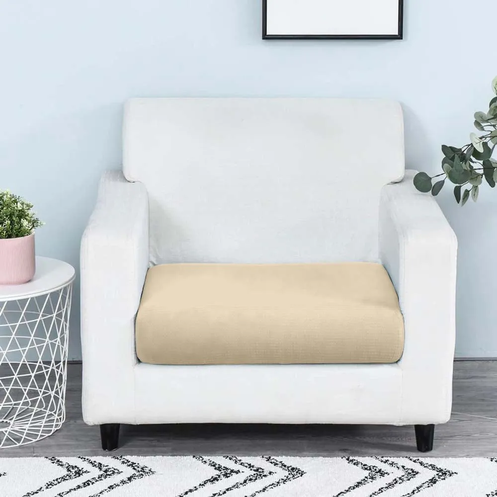 Creamy Layer Beige Strechable Sofa Seat Cover Set of 2/4/6/8 Pack of 2