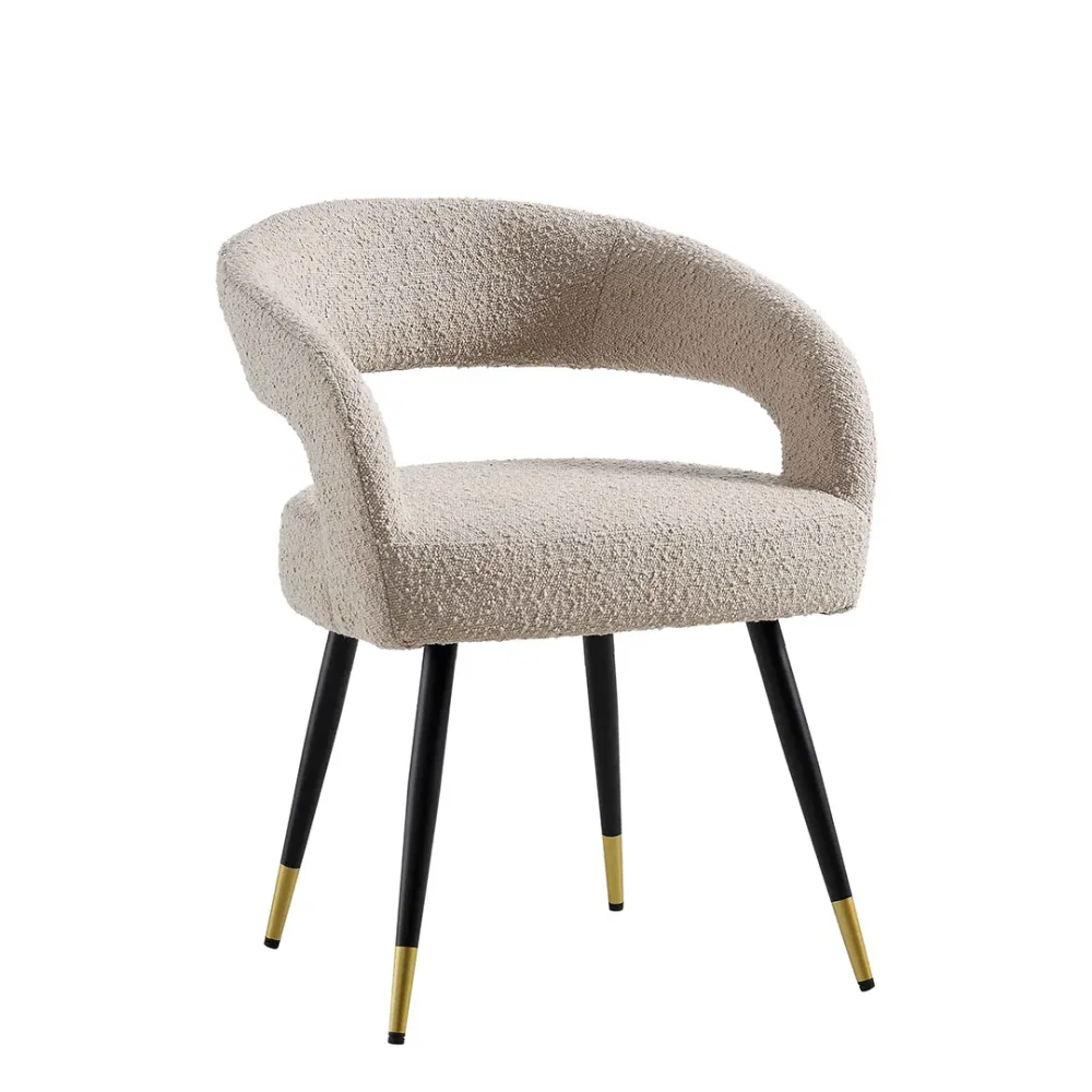 Creamy Wave Boucle Accent Chair Single