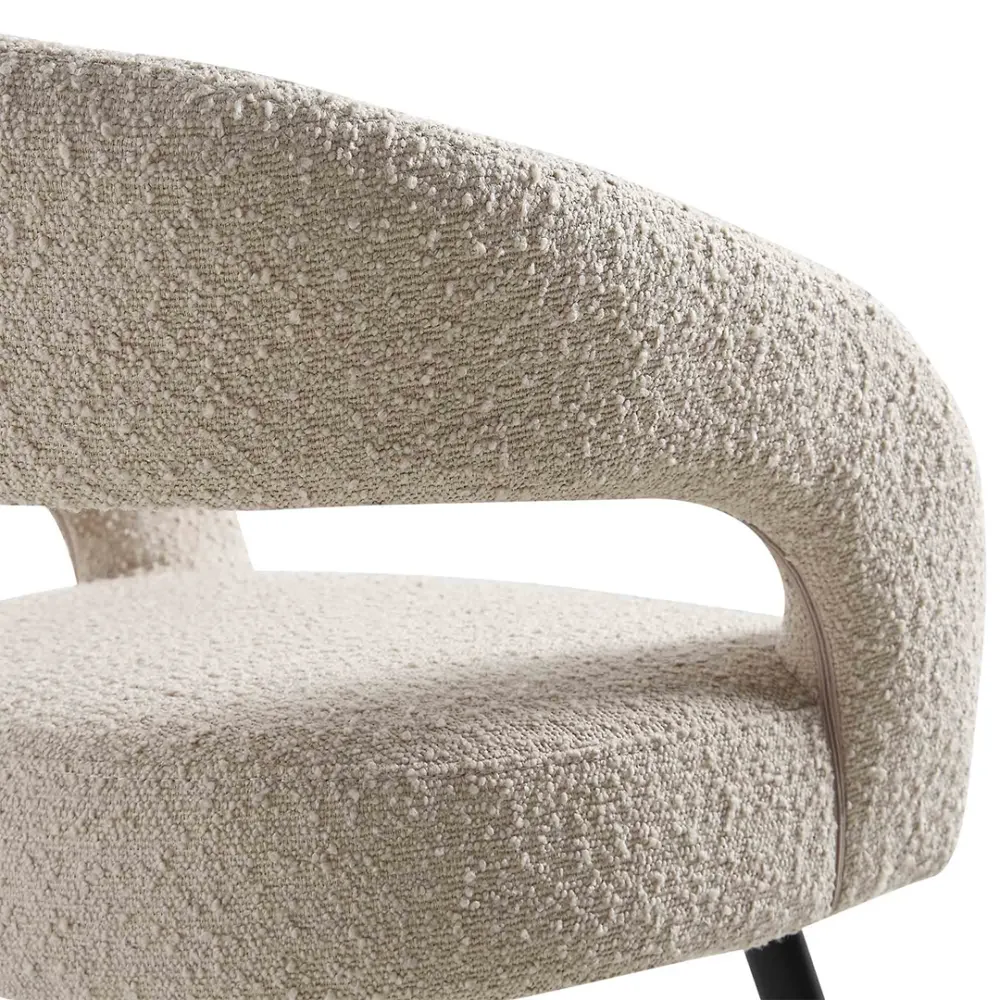 Creamy Wave Boucle Accent Chair Single