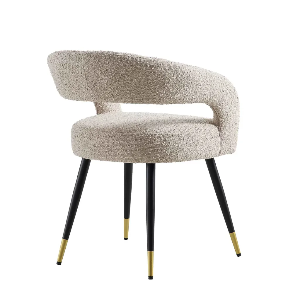 Creamy Wave Boucle Accent Chair Single