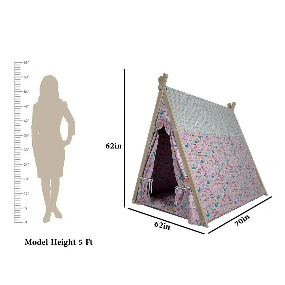 Creative Canvas Teepee Multicolour Kids Tent House (Baby Pink)