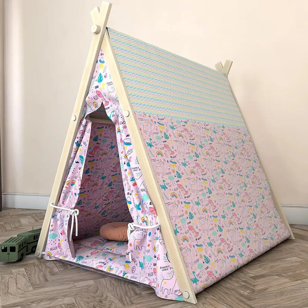 Creative Canvas Teepee Multicolour Kids Tent House (Baby Pink)