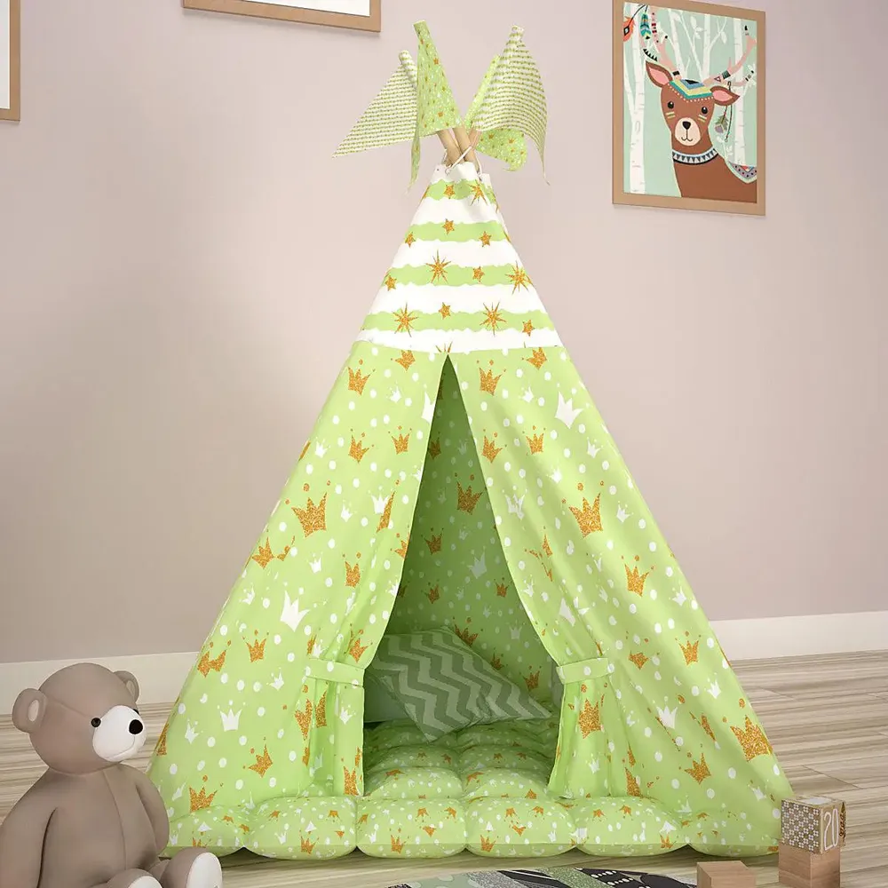 Creative Canvas Teepee Multicolour Kids Tent House (Green)