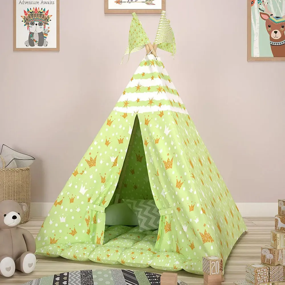 Creative Canvas Teepee Multicolour Kids Tent House (Green)