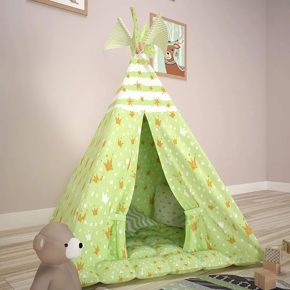 Creative Canvas Teepee Multicolour Kids Tent House (Green)