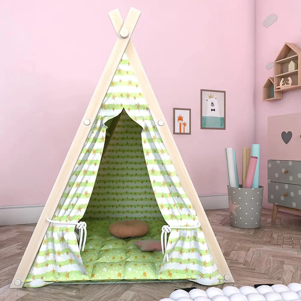 Creative Canvas Teepee Multicolour Kids Tent House (Light Green)