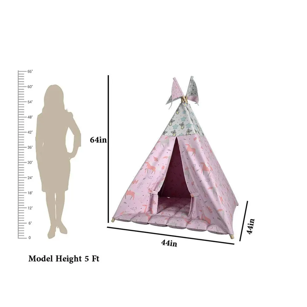 Creative Canvas Teepee Multicolour Kids Tent House (Pink Colour)