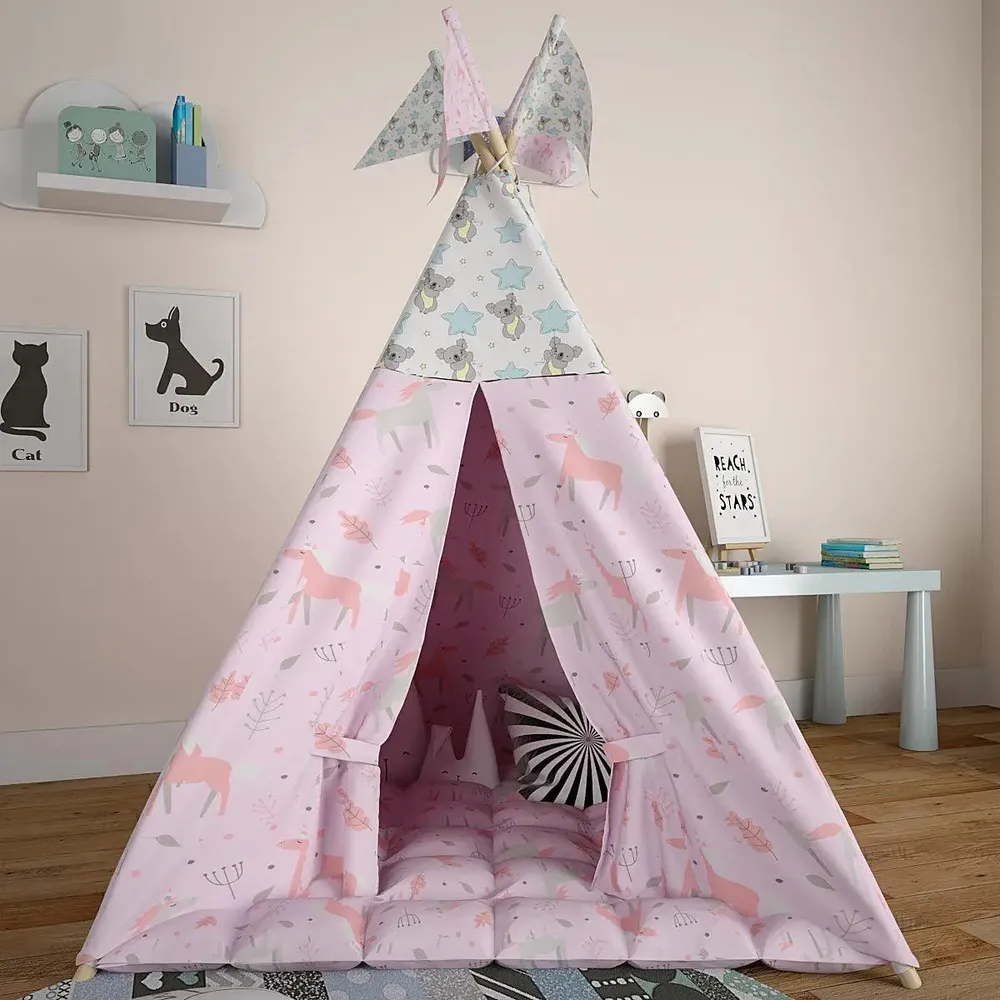 Creative Canvas Teepee Multicolour Kids Tent House (Pink Colour)