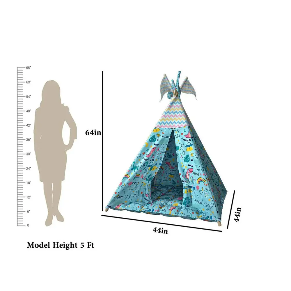 Creative Canvas Teepee Multicolour Kids Tent House (Pink / Sky Blue)