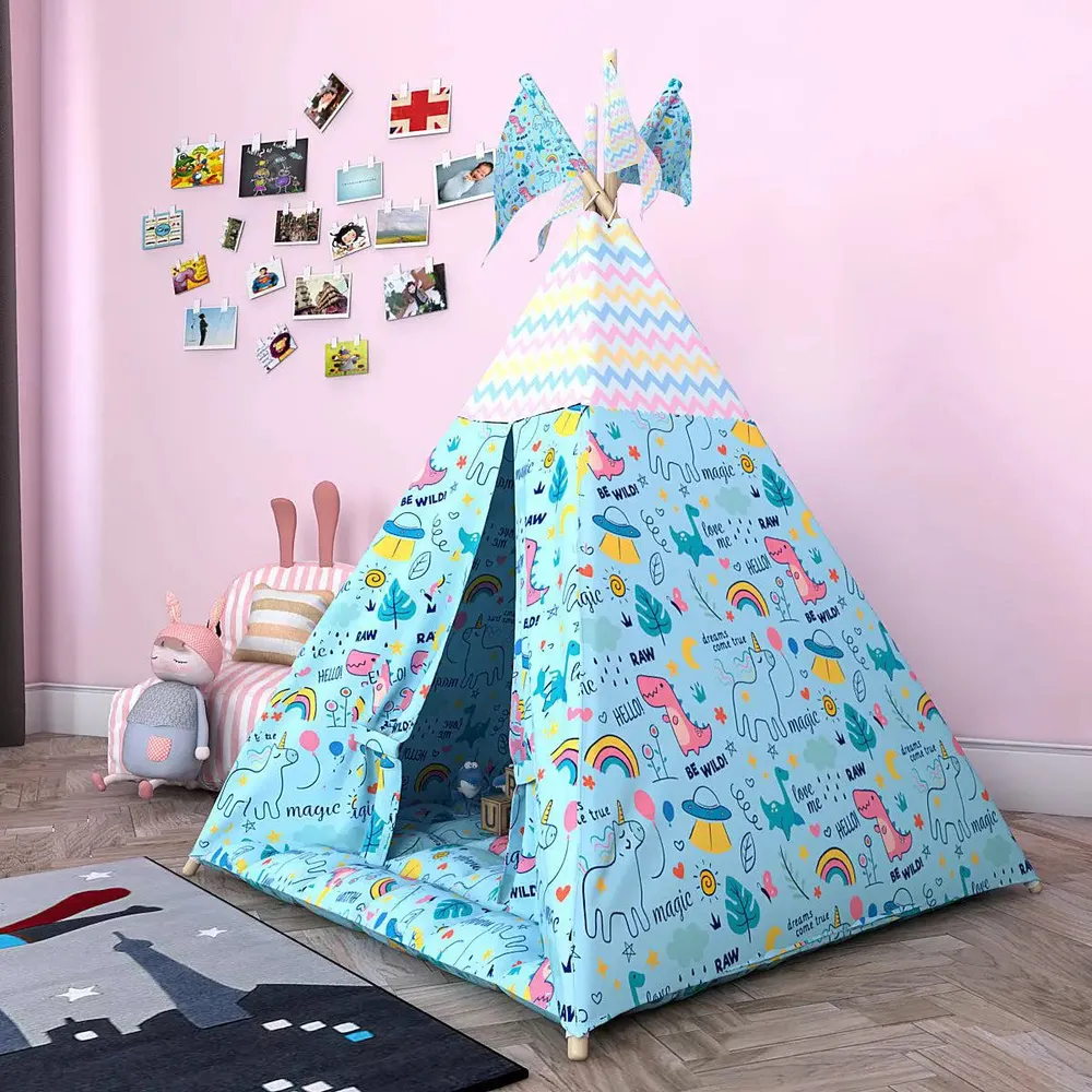 Creative Canvas Teepee Multicolour Kids Tent House (Pink / Sky Blue)