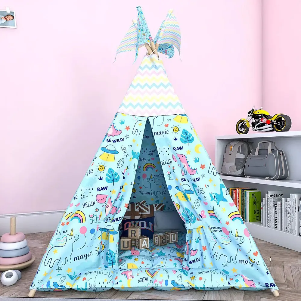 Creative Canvas Teepee Multicolour Kids Tent House (Pink / Sky Blue)
