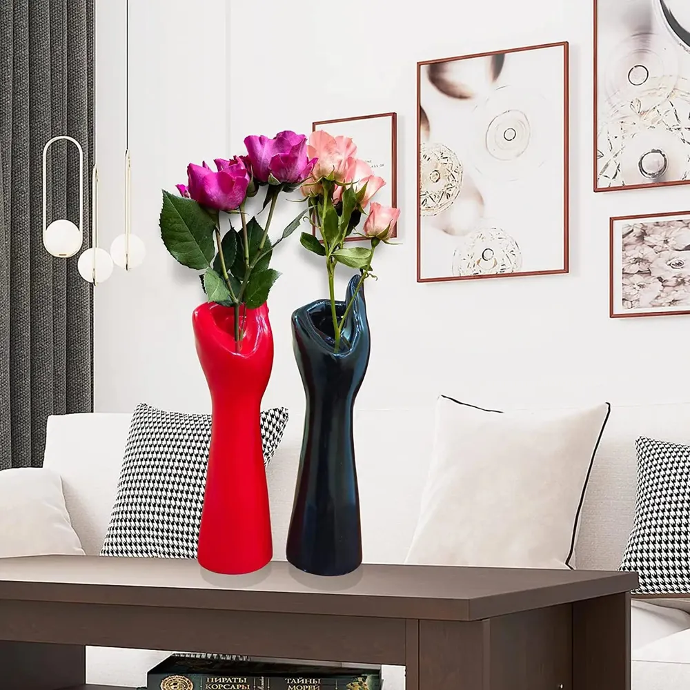 Creative Human Hand Replica Twin Flower Vases
