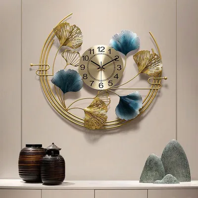 Crescent Shaped Floral Designer Metal Wall Clock