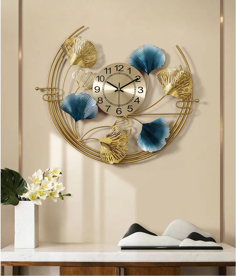 Crescent Shaped Floral Designer Metal Wall Clock