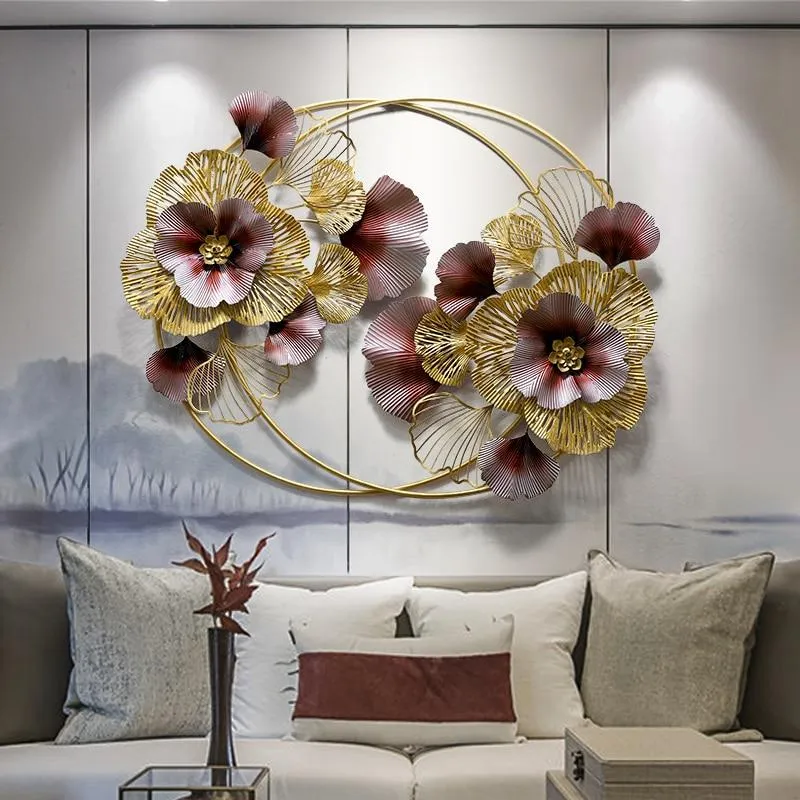 Crimson & Golden Entwined Floral Metal Wall Art