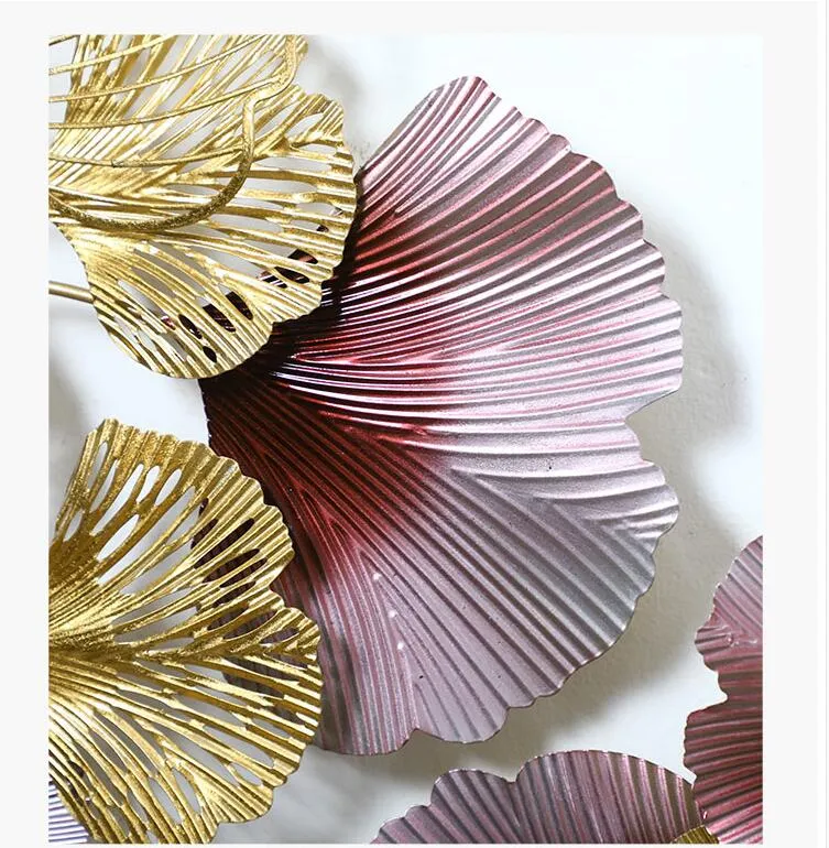 Crimson & Golden Entwined Floral Metal Wall Art