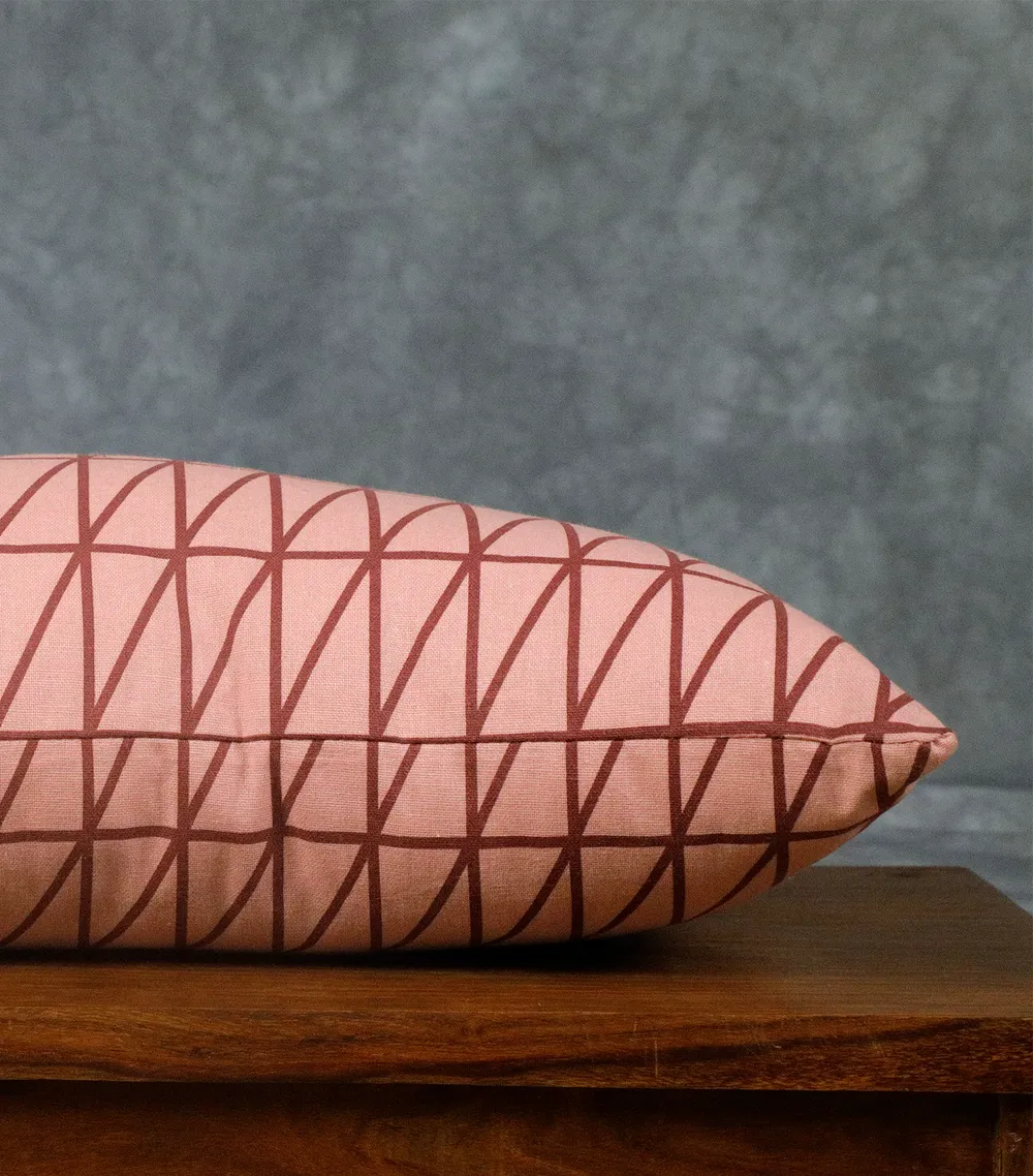 Crimson Violet Parallel Line Stripe Print Cushion Cover