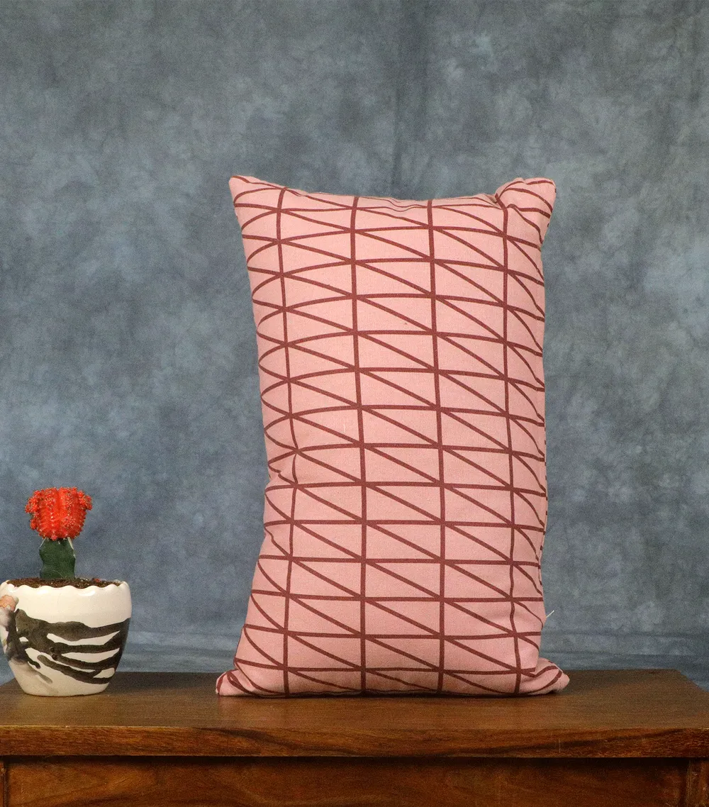 Crimson Violet Parallel Line Stripe Print Cushion Cover