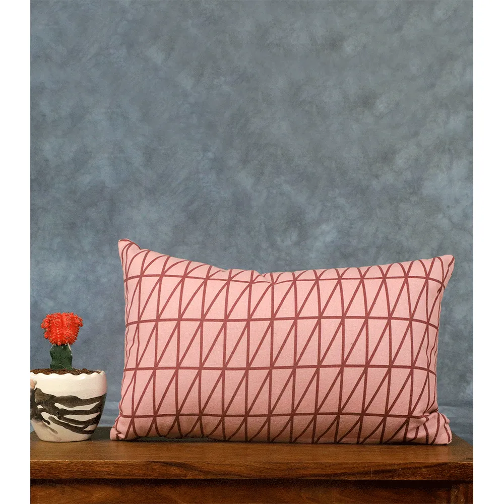 Crimson Violet Parallel Line Stripe Print Cushion Cover