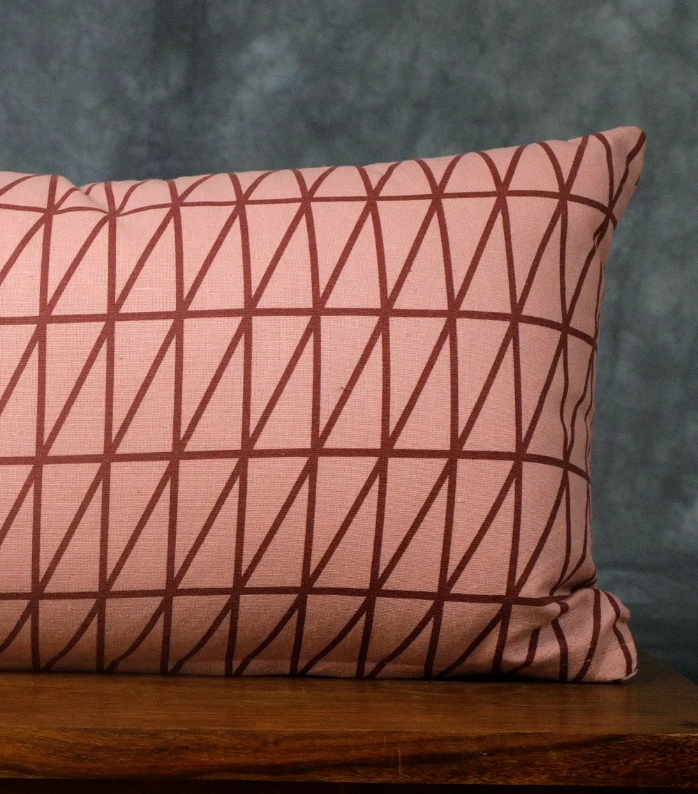 Crimson Violet Parallel Line Stripe Print Cushion Cover
