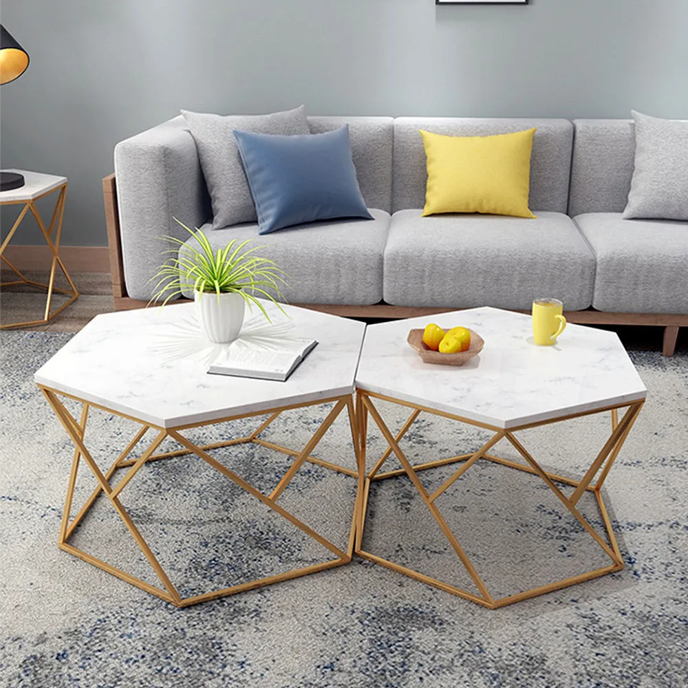 Cris Cross Golden Bottom Designer Metal Center Table