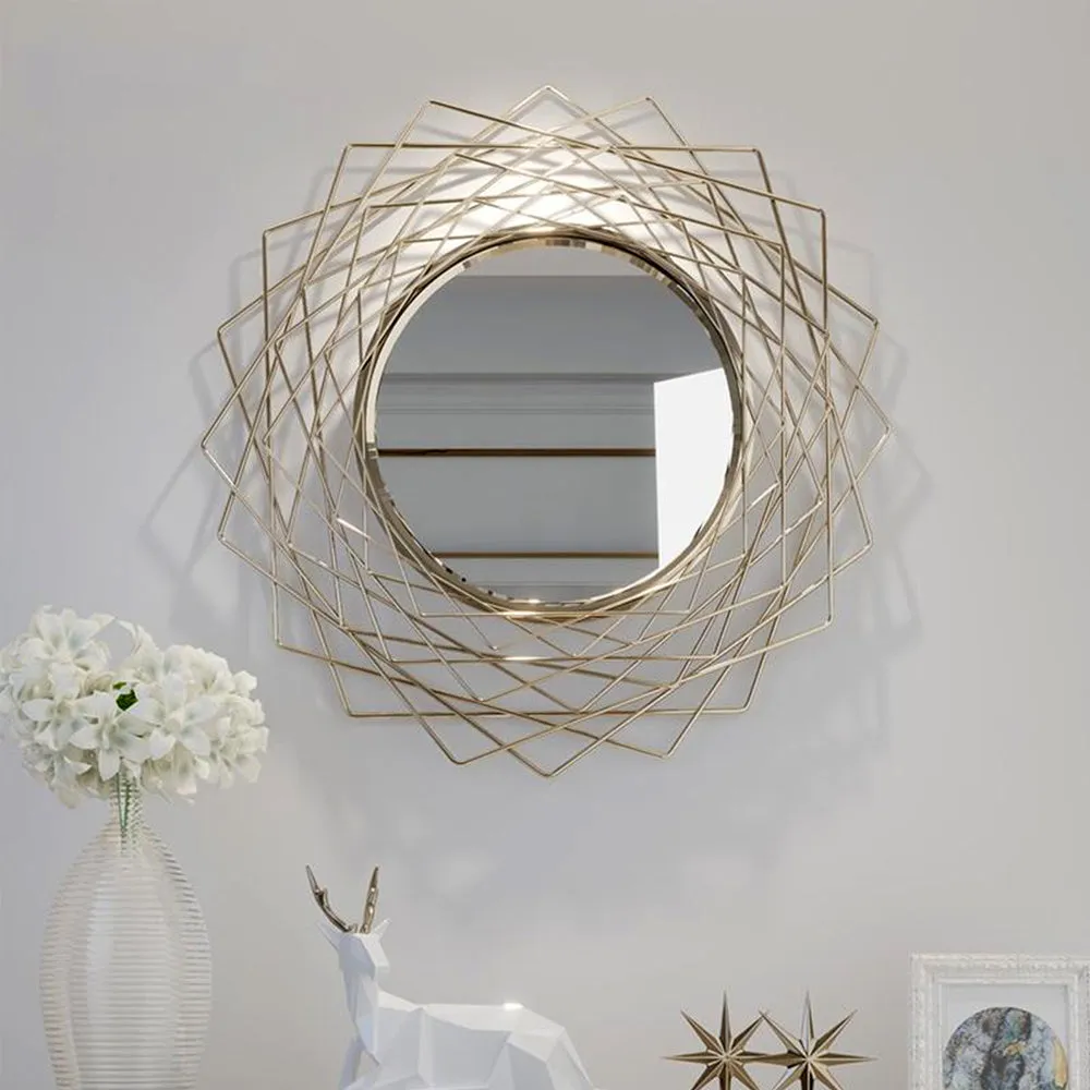 Criss-cross Abstract Designer Metal Wall Mirror