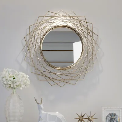 Criss-cross Abstract Designer Metal Wall Mirror