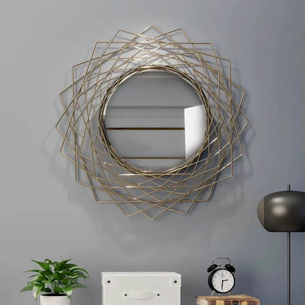 Criss-cross Abstract Designer Metal Wall Mirror