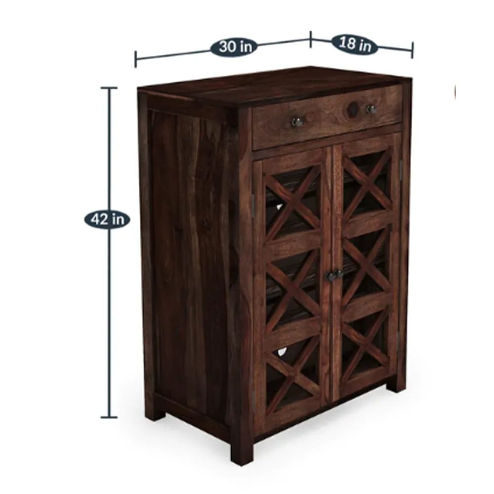 Criss Cross Antique Designer Sheesham Wood Shoe Rack