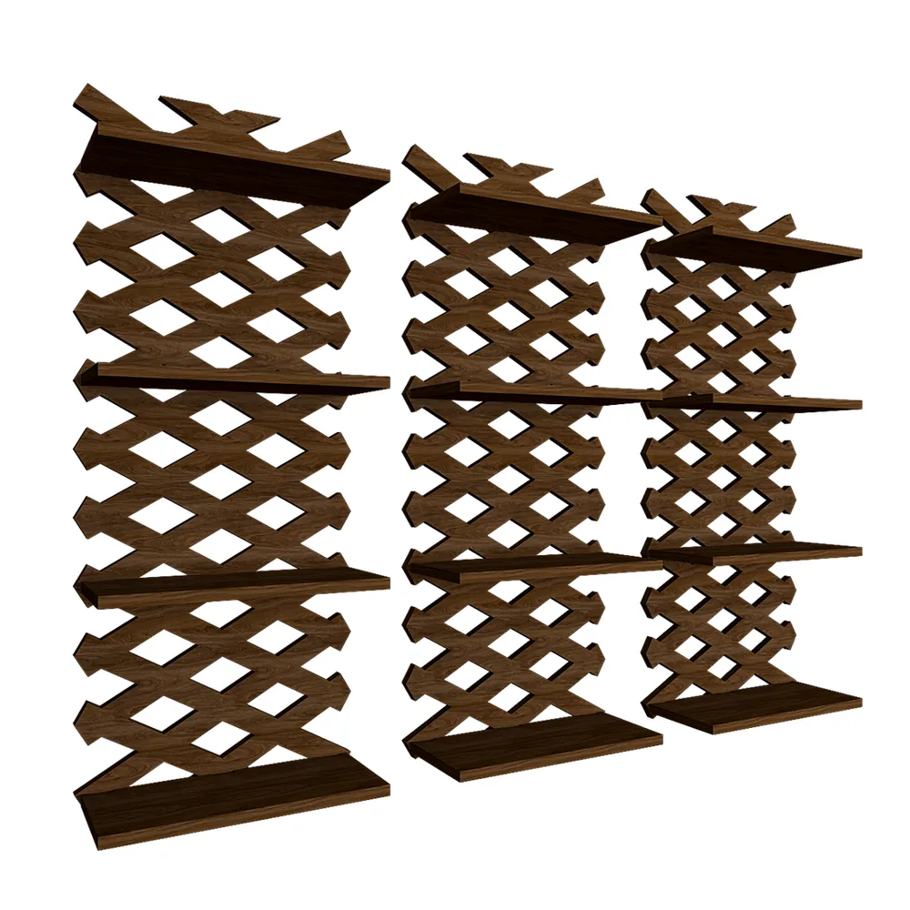 Criss Cross Designer Dark Walnut Planter Shelves Set Of 3
