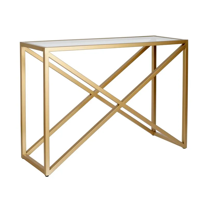 Criss Crossed Golden Metal Console Table