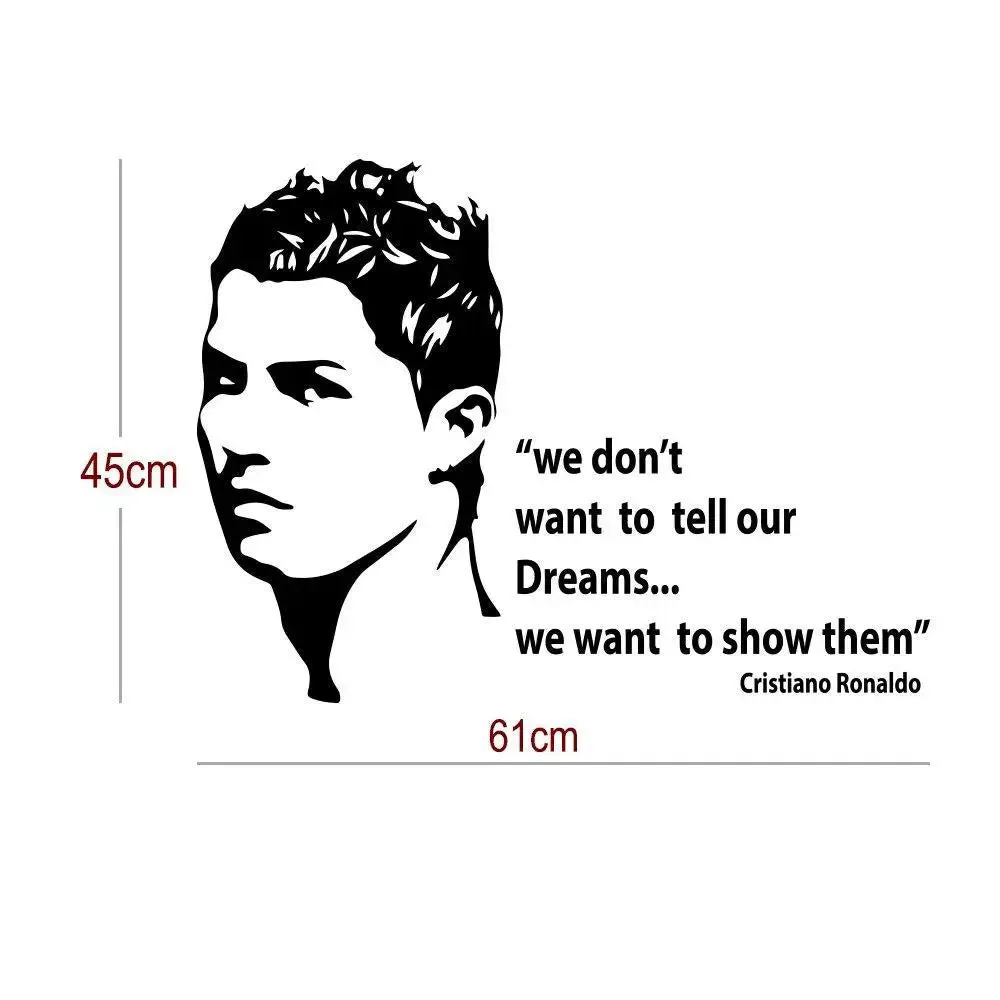 Cristiano Ronaldo with Quote Sports Wall Sticker